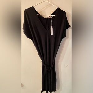 Lilla P black vee neck dress with braided belt